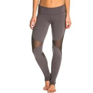ALO Yoga Coast Mid Rise Leggings Heather Gray Black Mesh Stirrup Women’s Medium